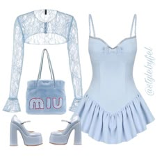 Nana Jacqueline Dress, Kpop Stage Outfits Ideas Soloist, White Blue Outfit, Looks Hip Hop, Nana Jacqueline, Dress And Bolero, 2000s Fashion Outfits, Grunge Vintage, Grey Dress