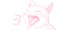 a drawing of a cat yawning with its mouth open