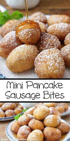 mini pancake sausage bites on a plate