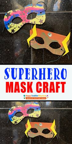 three masks with the words superhero mask craft on them