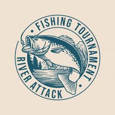 the fishing tournament logo is shown in blue and white, with a fish on it