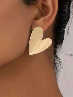 Statement Stud Earrings, Embellished Fashion, Gold Jewelry Gift, Gold Heart Earring, Alloy Earrings, Heart Dangle Earrings, Heart Shaped Earrings, 18k Gold Jewelry, Bird Jewelry