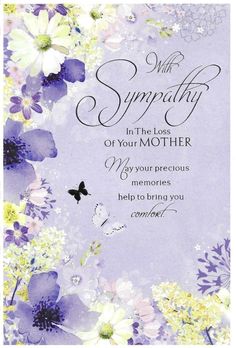 sympathy card with flowers and butterflies