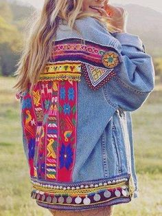 Boho Denim Jacket, Diy Denim Jacket, Chic Jacket, Embellished Denim Jacket, Diy Denim, Diy Jacket