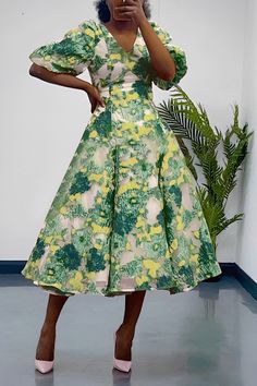 Embrace the beauty of spring with our Stylish Puff Sleeve Botanical Print Dress, featuring an a-line style and a lovely floral design. This dress is ideal for attending a spring brunch or a wedding, adding a touch of elegance and sophistication to your look. The combination of the low-cut neckline, puff sleeve, and floral pattern creates a perfect balance of style and femininity, making it a versatile and eye-catching choice for special occasions. Length: calf-length Material: cotton blend Sleev Spring Silhouette, Skeleton Silhouette, Party Long Dress, Long Fitted Dresses, Long Dresses Elegant, Puff Sleeve Dress, Puff Sleeve Dresses, Puffed Sleeves Dress, Dress Elegant