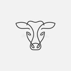 a cow's head with long horns on a white background royalty illustration