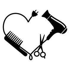 a heart shaped with scissors and a hairdryer clipartvectors com