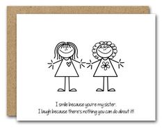 Funny Sister Birthday Cards, Sister Birthday Cards, Funny Birthday Card Messages, Sister Birthday Card Funny, Friend Cards Funny, Birthday Card Friend, Sister Cards, Funny Sister, Friend Birthday Card