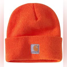 Nwt! Nwt Carhartt Kids Acrylic Watch Hat. Beanie. Features Soft, Stretchy 100% Acrylic Rib-Knit Material, Wide Fold-Up Cuff, And Carhartt Patch Sewn Onto The Cuff. Unisex, Age: 12 Mos - 5t, Color: Brite Orange (E44) *Item Is New; Comes With Original Tags* Toddler Carhartt, Carhartt Kids, Kids Carhartt, Orange Beanie, Beanie Fits, Carhartt Beanie, Knotted Beanie, Toddler Winter, Striped Beanies