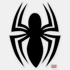 the spiderman logo is shown in black and white, as well as it's silhouette