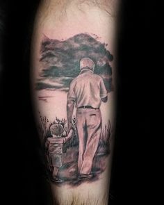 Chicano Tattoo Drawings, Grandfather Memorial Tattoos, Grandchildren Tattoos, Grandfather Tattoo, Grandpa Tattoo, Grandparents Tattoo, Father Daughter Tattoos, Army Tattoos, Leg Tattoo Men