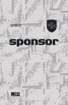 the sports logo is shown in black and white on a gray background with grungy letters