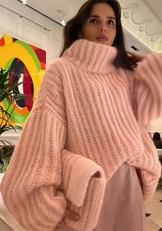 Oversized Turtleneck Sweater, Cozy Coats, Oversized Turtleneck, Winter Vest, Winter Pullover, Estilo Chic, Womens Turtleneck, Warm Sweaters, Casual Sweaters