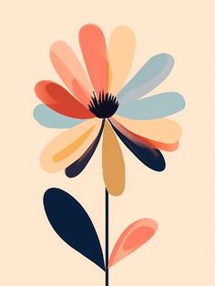 an abstract flower with multicolored petals on a beige background is featured in this image