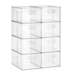 six clear drawers with lids on each side