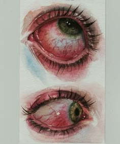 two pictures of the same person's eye with different colors and shapes on them