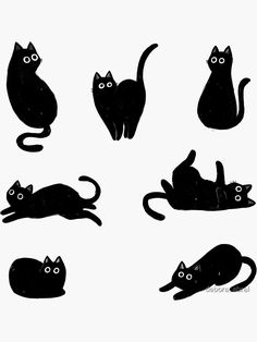 black cat silhouettes are shown in different positions