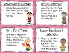 four different types of conversation cards for students to use with their own language and writing skills