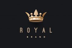 the royal brand logo with a crown on it's head and gold lettering that reads,