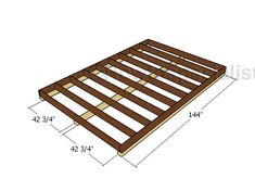 plans for a diy pallet bed frame with measurements and instructions to build it