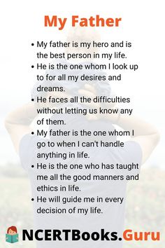 a man holding his hands behind his head with the words, my father is my hero and