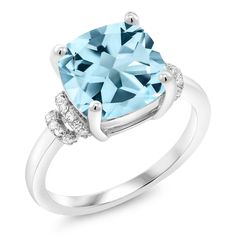 PRICES MAY VARY. Captivating Sky Blue Topaz: This ring boasts a breathtaking 10mm cushion-cut sky blue topaz gemstone, totaling 4.54 cttw, radiating a serene and enchanting hue that captures the essence of a clear blue sky. Genuine 925 Sterling Silver: Crafted with authentic 925 sterling silver, this ring ensures enduring quality and a lustrous finish, making it a timeless addition to your jewelry collection. Versatile Birthstone Gem: As the birthstone for November this topaz ring makes a though Sky Blue Topaz Ring, Birthstone Gems, Gold Jewelry Indian, Sky Blue Topaz, Blue Topaz Ring, Gem Stone, Topaz Gemstone, Topaz Ring, Ring For Women