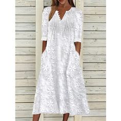 Season:Summer,Fall,Autumn,Spring; Fabric:Cotton Blend; Sleeve Length:Half Sleeve; Look After Me:Machine wash; Gender:Women's; Style:Casual,Mature; Elasticity:Micro-elastic; Occasion:Vacation,Daily,Outdoor; Fit Type:Loose Fit; Dresses Type:Tunic Dress,Casual Dress,A Line Dress,Cotton Linen Dress; Pattern:Plain; Design:Ruched,Pocket,Print; Neckline:V Neck; Front page:FF; Listing Date:03/09/2023; Production mode:External procurement; 2024 Trends:2023; Bust:; Length:; Shoulder Width:null; Fit US Siz Dresses Linen, White Floral Midi Dress, Lace Pocket, Autumn Fits, Cotton Linen Dresses, Plain Dress, Cotton Blends Dress, Pattern Dress, Necklines For Dresses