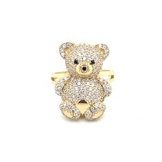 14K Real Gold Teddy Bear Ring in  medium Size Material: 14K Yellow Gold Stone: Cubic Zirconia Size: 7 ( Can be adjusted to sizes 5 - 8.5 for an additional fee of $25 ) Dimensions: H-21.3 mm                        W-16 mm Teddy Bear Ring, Gold Teddy Bear, Bear Ring, Jewelry Lookbook, Necklace Box, Evil Eye Pendant, White Band, Gold Stone, Evil Eye Charm