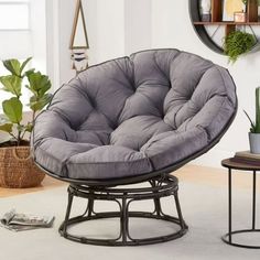 Papasan Chair, Charcoal Gray $128