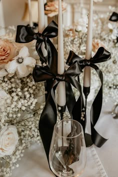 Black And White Intimate Wedding, Black Bow Wedding, Jam Photography, Wynyard Hall, Ginger Jam, 2024 Wedding Trends, Tall Candles, Bows Wedding, White Wedding Inspiration