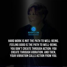 a woman in black shirt with text that reads, hard work is not the path to well - being feeling god is the path to well - being