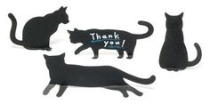 four black cats with thank you written on them