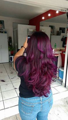 Dark Violet Hair Burgundy, Plum Colored Hair, Deep Plum Hair Color, Mulberry Hair Color, Fuschia Hair, Pelo Color Borgoña, Pelo Color Vino, Magenta Hair Colors, Hair Color Swatches