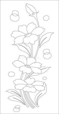 flowers and bubbles in the water coloring book page royalty illustration