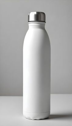 a white water bottle sitting on top of a table