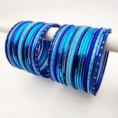 Amina Bangle Set Indian Bangles , South Asian Bangles , Pakistani Bangles , Desi Bangles , Punjabi Bangles , Tamil Bangles , Indian Jewelry Blue Stackable Wrap Bracelet As Gift, Blue Bracelets For Festivals, Bohemian Blue Beaded Bracelets For Festivals, Blue Bohemian Beaded Bracelets For Festivals, Blue Bangle Cuff Bracelet For Party, Blue Bohemian Bracelets For Festivals, Bohemian Blue Bracelets For Festivals, Bohemian Blue Bracelet For Festivals, Bohemian Stackable Bangle For Party