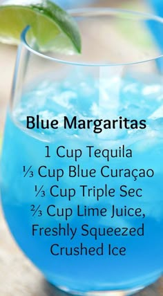 the blue margarita recipe is shown in this image