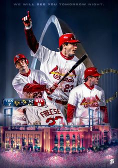 two baseball players are holding their bats in front of the st louis cardinals at busch park