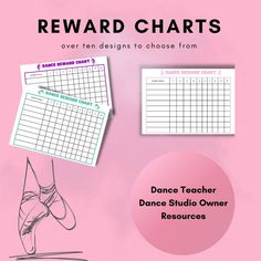 the dance teacher's reward chart is shown on top of a pink background and below it