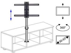 a drawing of a tv mounted on a wall next to a shelf with two shelves