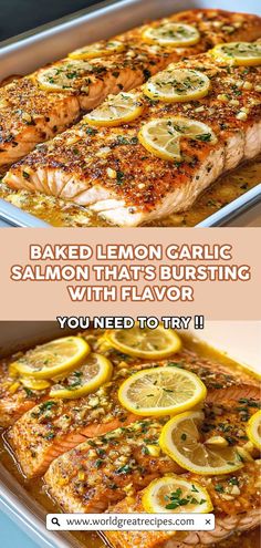 baked lemon garlic salmon that's bursting with flavor