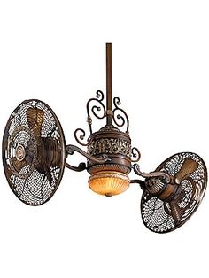 an old fashioned ceiling fan with two lights