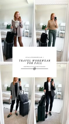 Travel Work Outfits Fall, Commuter Work Outfit, Traveling For Work Outfits, Winter Work Trip Outfits, Work Travel Outfit Plane, Business Casual Outfits Travel Packing Lists, Travel Outfit Business Casual, Business Travel Outfits Airport, Packing For A Work Trip