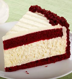 a slice of red velvet cake on a plate