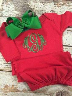 This red gown is perfect for your little one for all of your festive Christmas festivities! Sizes 0-3 or 3-6 View fonts here: https://www.etsy.com/listing/889369564/font-options-fonts-and-thread-colors-do?ref=shop_home_active_1&frs=1 Please read Shipping & Policies BEFORE placing an order. By placing an order, you are agreeing to the Policies and Procedures for SK Creations All Items are made to order & not ready to ship. Typical turnaround time for orders is 2-3 weeks. Our embroider Red And Green Outfit, Girls Christmas Pjs, Baby Christmas Pajamas, Christmas Gown, Newborn Christmas Outfit, Baby Coming Home Outfit, Christmas Festivities, Newborn Christmas, Red Gown