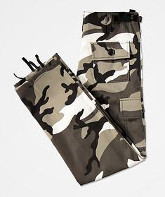 Add some army fatigue-inspired flair to your pants collection with the Rothco Boys BDU city camo cargo pants. Relaxed fit for comfort, these pants come complete with a built in nylon belt and feature adjustable drawstring ankle cuffs for a firm hold and comfortable feel overall. Grey, black and white camouflage throughout adds a prominent splash of iconic patterned detailing and the 7 total pockets have ample room to store all your essentials with ease. Army Fatigue, Estilo Swag, Pants Collection, Hunting Women, Camo And Pink, Nike Pro Women, Womens Camo, Boss Girl, Room White