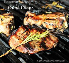 grilled lamb chops with rosemary on the grill