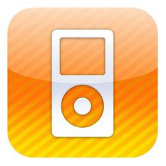 an orange and white ipod icon