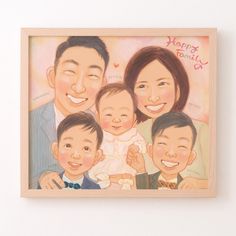 a family portrait hanging on the wall