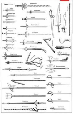 an image of different types of swords